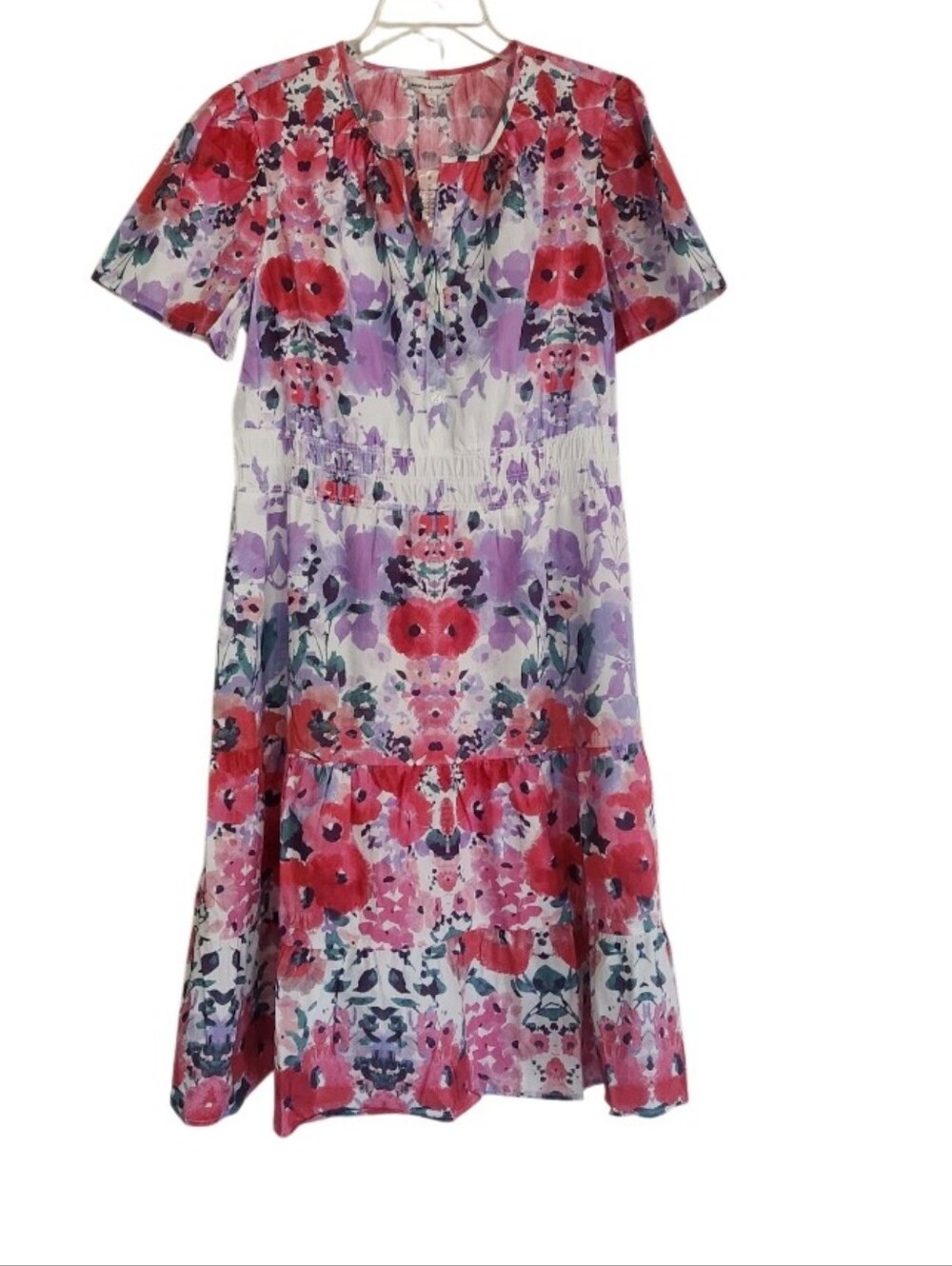 Womens Floral Tiered Dress — Pink & Purple Sz XL Nwt